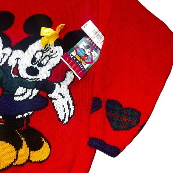 Vintage 90s Mickey and Minnie mouse crewneck preppy knit sweater youth size 16 - Picture 3 of 8